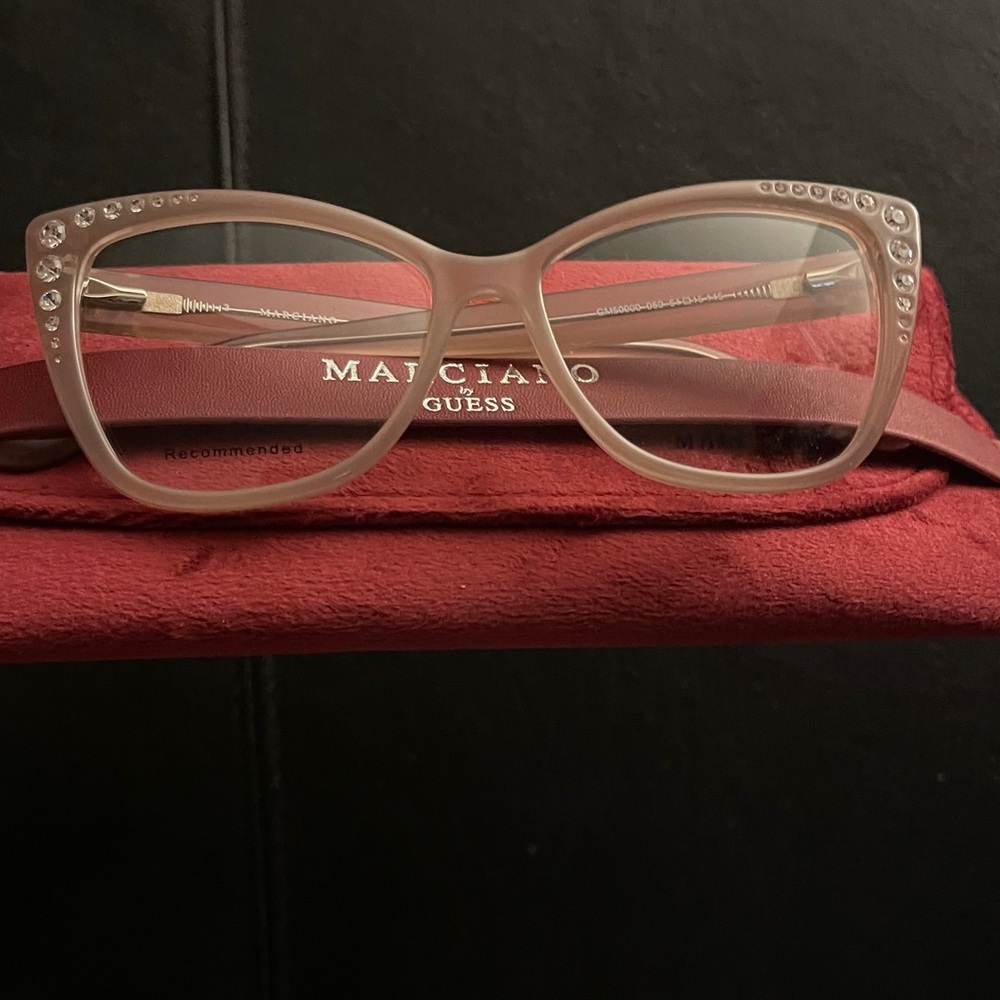 Marciano/Guess GM50001 059 Beige Plastic CatEye Eyeglasses Frame 56-16-145 NEW